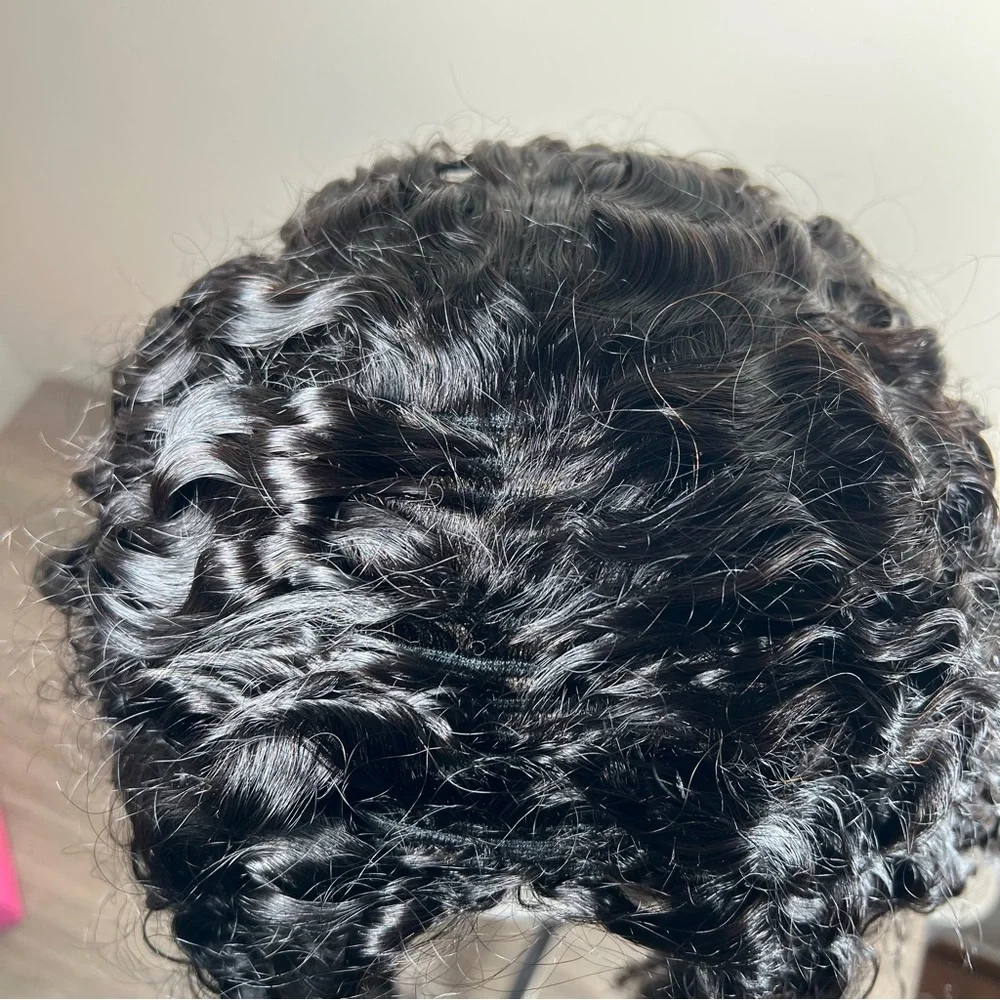 Isee Natural Black Water Wave Human Hair Glueless 26 Inch Half Wig